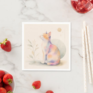 Stille Katze im Mondlicht Serviette
