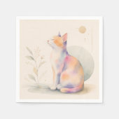 Stille Katze im Mondlicht Serviette (Vorderseite)