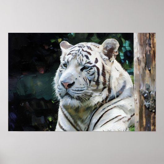 Stille Kraft - Weißer Tiger im Schatten Poster (Vorne)