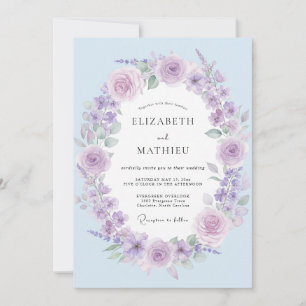 Stille Lavendel-Periwinkle-Blüten-Hochzeit Einladung