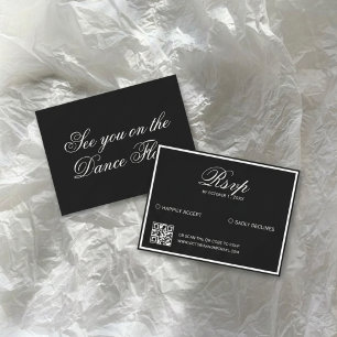Stille Luxus Vintage Schwarzer Hochzeits-QR-Code RSVP Karte