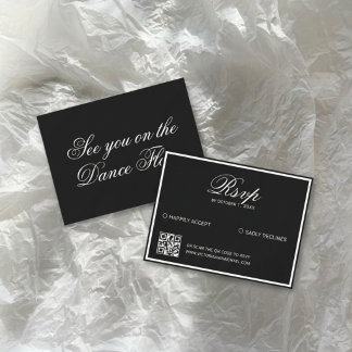 Stille Luxus Vintage Schwarzer Hochzeits-QR-Code RSVP Karte