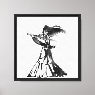 Stille Melodie – Minimalistische Violinsilhouette Leinwanddruck