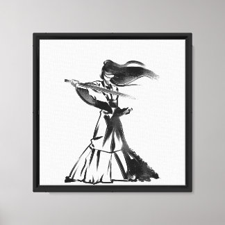 Stille Melodie – Minimalistische Violinsilhouette Leinwanddruck