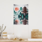 Stille Monde über der Jade Pagoda. Poster (Küche)