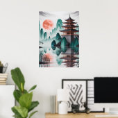 Stille Monde über der Jade Pagoda. Poster (Heimbüro)