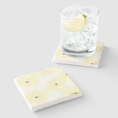 Stille Morgengelbe Blumen Steinuntersetzer (Seitenansicht)