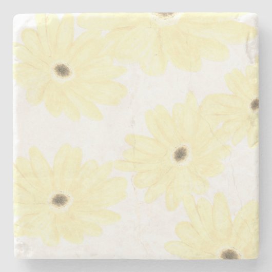 Stille Morgengelbe Blumen Steinuntersetzer (Vorderseite)