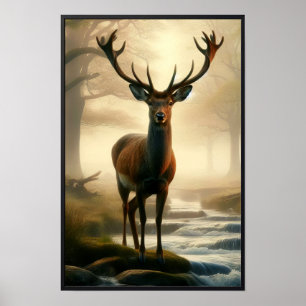 Stille Morgenstunden im Wald mit optionalem Rahmen Poster