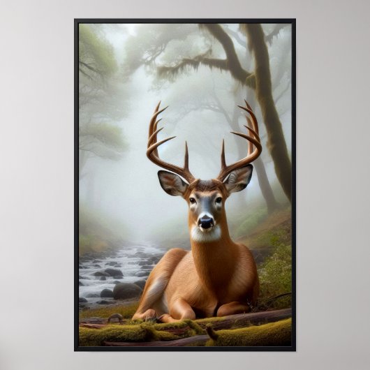 Stille Morgenstunden im Wald mit optionalem Rahmen Poster (Vorne)