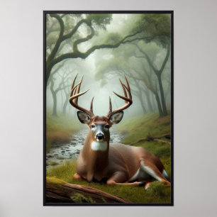 Stille Morgenstunden im Wald mit optionalem Rahmen Poster