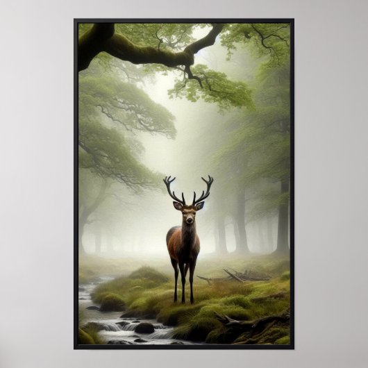 Stille Morgenstunden im Wald mit optionalem Rahmen Poster (Vorne)