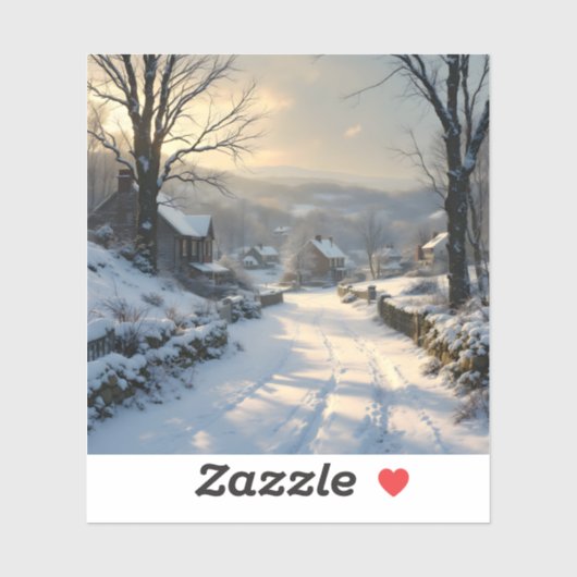 Stille nach Schneefall – Winterlandschaft Quadrat Aufkleber (Blatt)