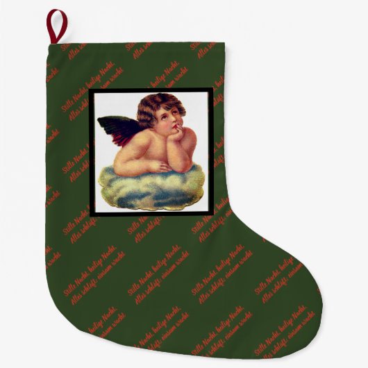 STILLE NACHT AUF DEUTSCH mit ENGEL Großer Weihnachtsstrumpf (Vorderseite)