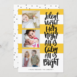 Stille Nacht drei Foto Feiertage Weihnachten Gelb Einladung