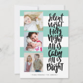 Stille Nacht drei Foto Feiertage Weihnachten | Min Einladung (Vorderseite)