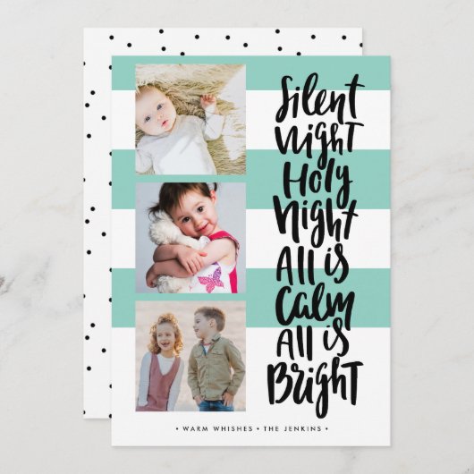 Stille Nacht drei Foto Feiertage Weihnachten | Min Einladung (Vorne/Hinten)