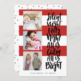 Stille Nacht drei Foto Feiertage Weihnachten | Rot Einladung