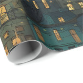 Stille Nacht Fenster Geschenkpapier (Rolleneckpunkt)