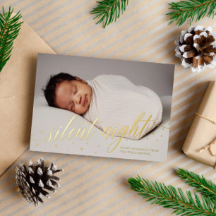 Stille Nacht Frohe Feiertage Baby Foto Schneeflock