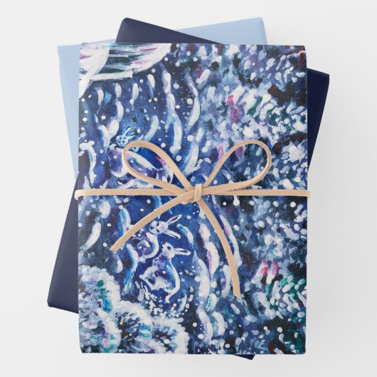Stille Nacht handbemalter Winterwald Geschenkpapier Set (Beispiel)