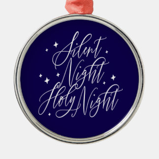 Stille Nacht Heilige Nacht Blaues Weihnachtsorname Ornament Aus Metall