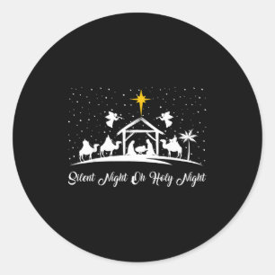 Stille Nacht Heilige Nacht Kippenszene Christlich Runder Aufkleber