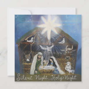 Stille Nacht, Heilige Nacht Krippenszene Feiertagskarte