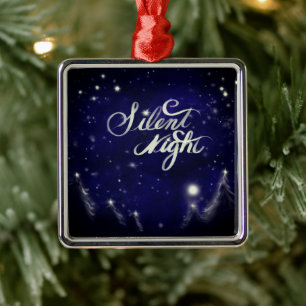 Stille Nacht, heilige Nacht - Schneeszene Ornament Aus Metall