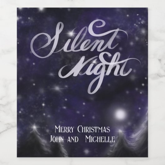 Stille Nacht, heilige Nacht - Schneeszene Weinetikett (Einzelnes Label)