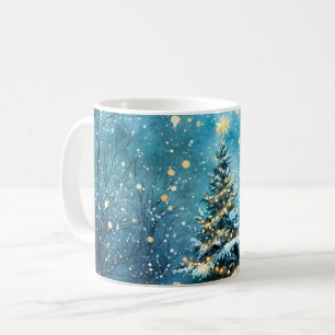 Stille Nacht, hell leuchtender Weihnachtsbaum im W Kaffeetasse