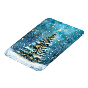 Stille Nacht, hell leuchtender Weihnachtsbaum im W Magnet