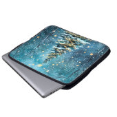 Stille Nacht, hell leuchtender Weihnachtswaldbaum Laptopschutzhülle (Vorne Knopf)