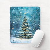 Stille Nacht, hell leuchtender Weihnachtswaldbaum Mousepad (Mit Mouse)