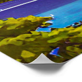 Stille Nacht Himmel, Sterne, Retromalerei am See Poster (Ecke)