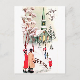 Stille Nacht, Kirche zu Weihnachten, vintage Feier Postkarte