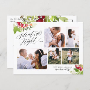 Stille Nacht, mehrfarbiges Grün mit Foto lustig Feiertagspostkarte