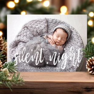 Stille Nacht Moderne Weihnachts-Baby-Foto Feiertagskarte