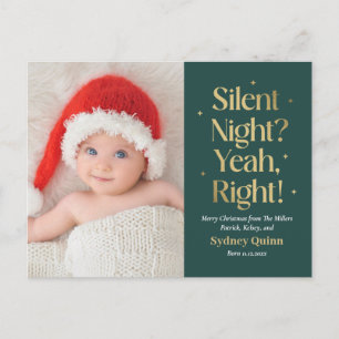 Stille Nacht Neues Baby Lustige Weihnachts-Postkar Feiertagspostkarte