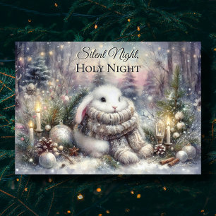 Stille Nacht Niedliches Rabbit KJV Bibel Verse Wei Feiertagskarte