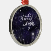 Stille Nacht - romantische Schneeszene Silbernes Ornament (Rechts)