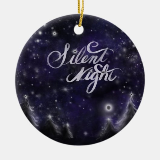 Stille Nacht - romantischer Wald Feiertage Schnees Keramikornament (Vorne)