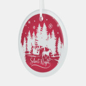 Stille Nacht Schlitten Schneeflocken Pinien festli Ornament Aus Glas (Vorderseite links)