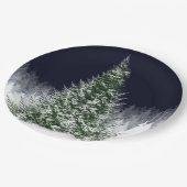 Stille Nacht Schnee bedeckt Weihnachtsbaum Urlaub Pappteller (Schrägansicht)