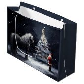Stille Nacht - Schönes Pferd und Weihnachten Große Geschenktüte (Vorderseite Schrägansicht)