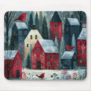 Stille Nacht Sternenklarer Winterdorf Mousepad