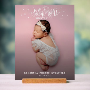 Stille Nacht Süße Weihnachts-Baby-Geburts-Foto Acrylschild