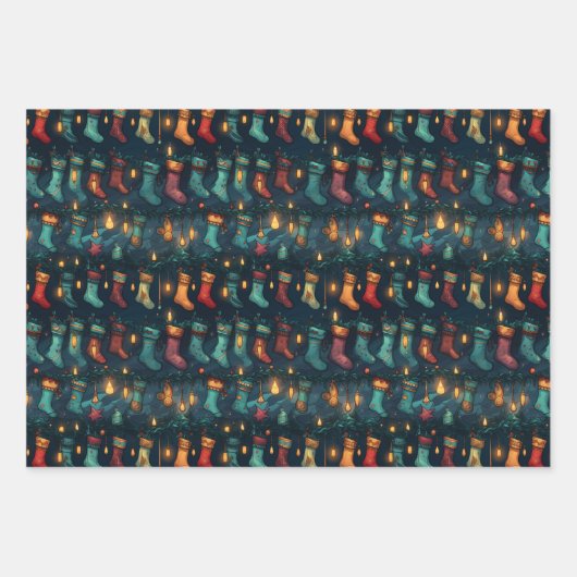 Stille Nacht Weihnachten Strümpfe Geschenkpapier Set (Vorderseite)