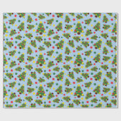 Stille Nacht Weihnachtsbäume & Sterne Licht blau Geschenkpapier (Flach)