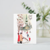Stille Nacht, Weihnachtskirche, Vintager Urlaub Postkarte (Stehend Vorderseite)